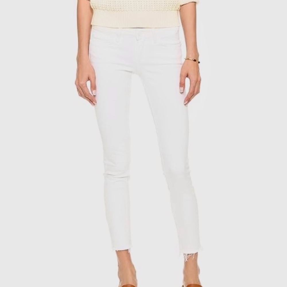Paige Verdugo Ankle Raw Hem Skinny Jeans in Optic White Size 32